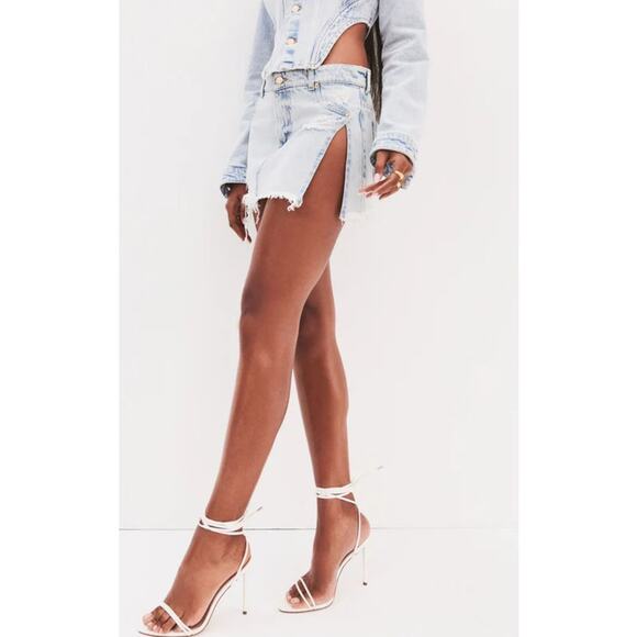 SER.O.YA mini Skirt Denim Slit Zuri Size 24 Blue - Picture 5 of 5